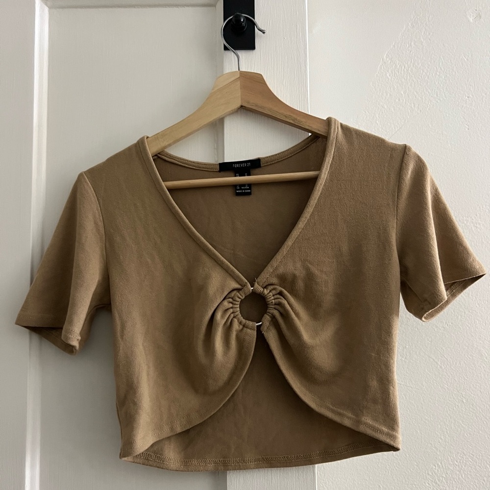 Forever 21 Tan Ring Detail Crop Top